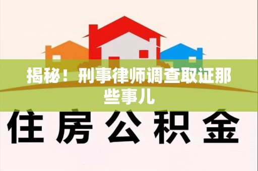 武宁揭秘！刑事律师调查取证那些事儿